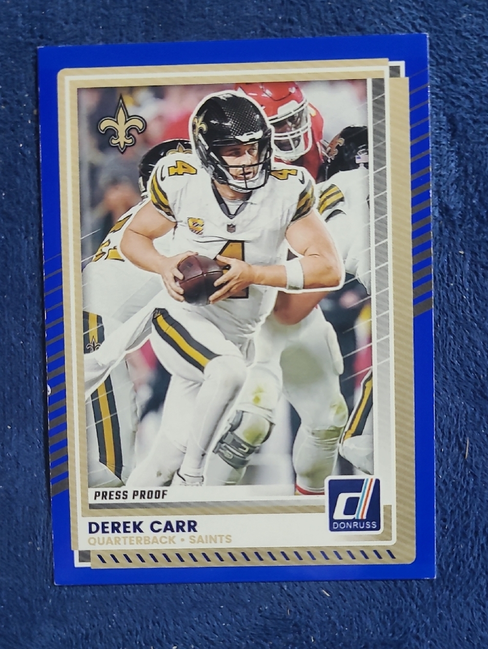 Russ Derek Carr New Orleans Saints Trading Card - 2025 Donruss Press Proof Blue